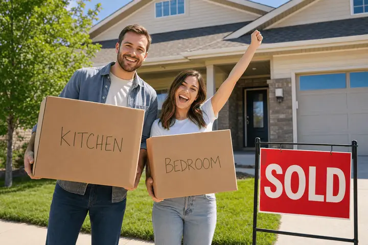Happy Tennessee couple celebrating home sale